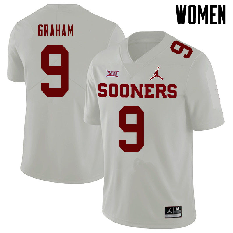 Jordan Brand Women #9 D.J. Graham Oklahoma Sooners College Football Jerseys Sale-White - Click Image to Close